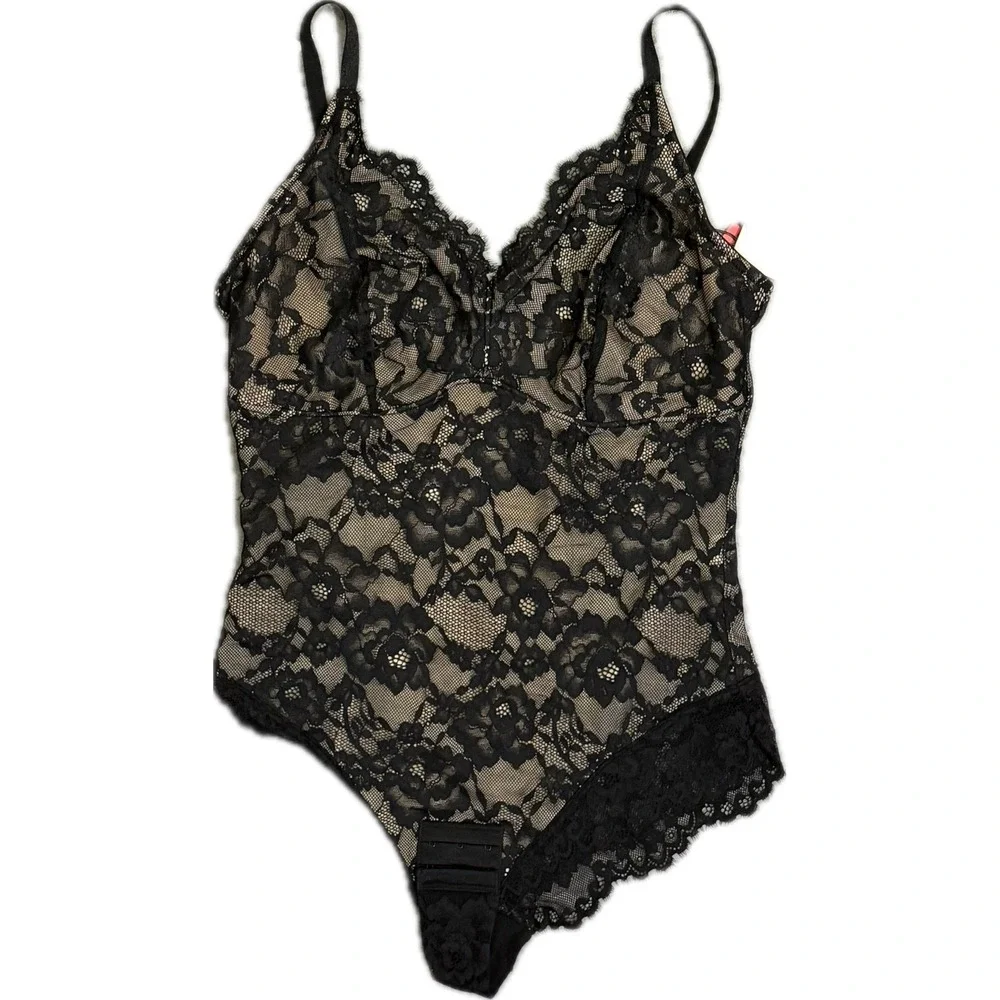 NWT Popilush Lace Shapewear Bodysuit Black V Neck Backless Thong Large - Picture 4 of 6